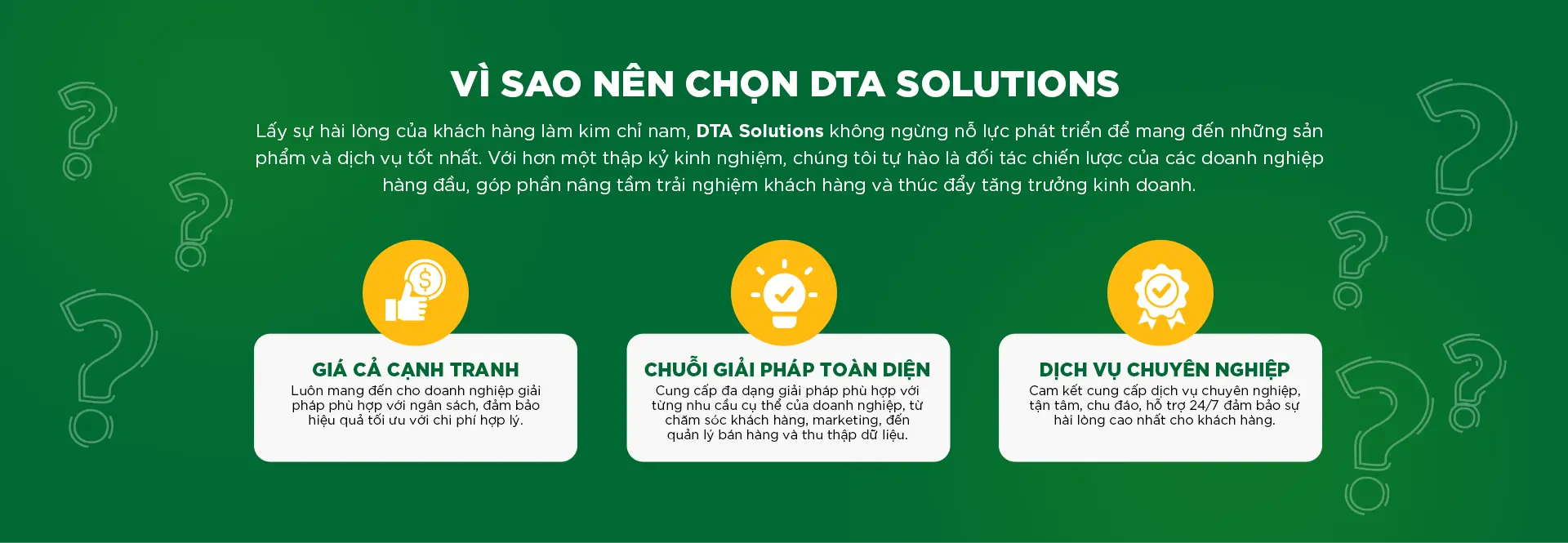 Banner Vì sao chọn DTA Solutions